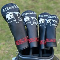 1pc Japan Bear Pattern Black Golf Club Cover | Universal Head Cover for Driver, Fairway Wood, Hybrid Protection