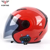 VIRTUE Motorcycle Helmet Built-In Bluetooth Motorbike Helmet Anti-Fog HD Lens Motocross Helmets DOT Approval ABS Crash Casco