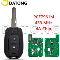 Datong World – clé télécommande de voiture à 2 boutons, 4A, 433MHz, avec lame VAC102, pour Renault Sandero Logan Lodgy Dokker Dacia Duster