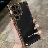 Luxury Clear Plating Shockproof Case for Samsung Galaxy S26 Ultra S25 Edge S24 FE S22 Plus S23 A57 A37 A56 A36 Armor Cover