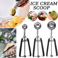 Stainless Steel Ice Cream Spoon 3/4/5cm 1pc Multifunctional Fruit Potato Mash Scoop with Spring Handle Kitchen Tool VIE LENTE