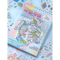 Cartoon 3D Landscape Sticker Book DIY PET Sticker Cabin Scene Miniature House Miniature Scene Book for Kid