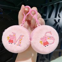 Cute Peppas Pigs Mini Coin Bags Cartoon Letter A-Z Key Pouch Girl Earphone Storage Bag Change Coin Purse Small Zipper Wallet