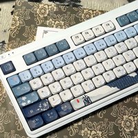 120 Keys Low Profile Vintage Blue Slim Keycaps Five Sides Dye Sublimation PBT Keycaps for MX Switches Mechanical Gaming Keyboard