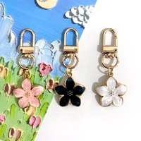 Cute Cherry Blossom Keychain Sakura Enamel Flower Charm Pouch Bag Pendant Accessories for AirPods Case USB Drive Kawaii Gift