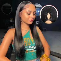 V Part Wigs Human Hair Brazilian straight Human Hair Wigs No Leave Out No Sew Glueless 200 Density Natural Black Wig For Women image 4