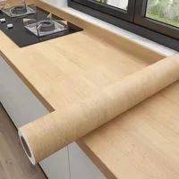 1 Roll PET Oil-proof Wood Grain Sticker Self-adhesive Wallpaper for Kitchen Countertop Furniture Cabinet Table Wall Renovation