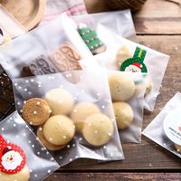 100PCS Cellophane Plastic Bags Transparent Polka Dot Packing For Candy Cookie Gift DIY Self Adhesive Pouch Party