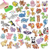 5D Diamond Art Stickers Kits Cute Cartoon Ocean Sea Animal Diamond Painting Stickers For Kids Boys Girls DIY Crafts