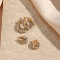 E.B.belle New Delicate Quality Luxury 3A Zircon Hoop Earrings Stainless Steel Jewelry 18K Gold Plated Clear Crystal Earrings