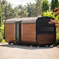 Canadian Red Cedar 4-person outdoor steam cube sauna 9 kW outdoor panoramic sauna villa