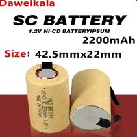1.2V Battery SC Rechargeable Battery 1.2V 2200mAh Sub C NI-CD Cell With Welding Tabs for Electric Drill Screwdriver DIY BATTERI