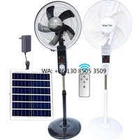 16 Inch 12v AC/DC Solar Panel Electric Energy Rechargeable Fan with Battery and Led Light Stand Floor Fan
