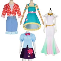 Anime Twilight Sparkle Apple Jack Fluttershy Princess Celestia Cosplay Dress Halloween Carnival Party for Women Girl Costumes