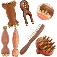 1Pcs Meridians Massage Comb Copper Sandalwood Meridians Fine Tooth Comb Needling Guasha Scalp Massage Brush Relax Body Massager