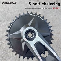 HASSNS 3mm Offset MTB Bike Chainring 32/34T Bike Narrow Wide Direct Mount Chainring 3Nail Chainwheel Fully-Enclosed For SRAM DM