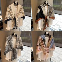 Variety of Styles Light Luxury Versatile Silk Wool Square Scarf Double-sided Heterochrome Handmade Hemming Fashion Shawl