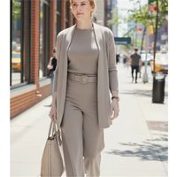 Elegant Ladies Clothing 3 Pieces Set Autumn White Long Cardigan Coat And Wide Leg Pants Sets T-shirt Three-piece Outfit Women
