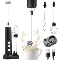 Handheld USB Rechargeable Mixer - Mini Electric Milk Frother with 3 Speeds, Whisking & Baking Aid, Multi-functional Attachments