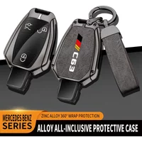 Car TPU Zinc Alloy Key Case Bag For Mercedes Benz AMG C63 Logo Car Key Chain Car Metal Key Shell Interior Decoration Accessories