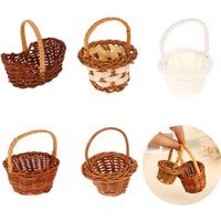 1Pcs 1:12 Dollhouse Miniature Woven Flower Basket Hand Basket Storage Basket Kids Pretend Play Toy Doll House Accessories