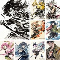 5D DIY Diamond Painting Tomioka Giyuu Diamond Embroidery Diy Diamond Mosaic Artist Demon Slayer Cross Stitch Kit Home Decor image 4