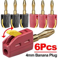 6Pcs 4mm Banana Plug High Current Self-Locking Quick Connect Gold-plated Banana Connector For 32A Electrical Test Power Testing