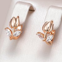 Kinel Hot 585 Rose Gold Color Drop Earrings For Women Shiny Natural Zircon Accessories Daily Child Jewelry Christmas Gifts