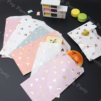 12pcs Paper Sweet Favour Bags White Violet Kraft Foil Heart Gift Bag Birthday Wedding Candy Bag Cookie Bags Gold Emboss Sticker