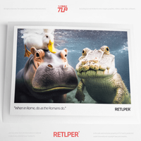 Retlper Reflective Car Stickers Original Hippo Crocodile Duck Selfie Photo Polaroid-Style Stickers
