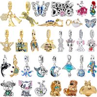 Original 925 Sterling Silver Animal Crab Octopus Fish Crocodile Butterfly Beads Pendants Fit Bracelet Necklace DIY Jewelry Gift