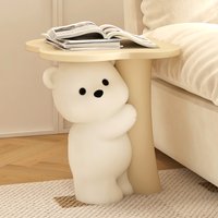 โCute Bear Coffee Table Resin Cartoon Side Table Living Room Floor Stand Creative Bedroom Nightstand - Modern Home Decor