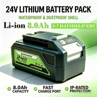Für Greebo 24V 8.0Ah Lithium-Akku, wasserdicht und staubdicht, kompatibel mit dem Greenfield 24V Serie Garten-Elektrowerkzeug-Akku-Pack.