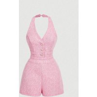 Summer Women's Clothing Slim Fit V Neck Sleeveless Casual Romper For Woman Sweet Style Capri Jumpsuit Polyester Medium Weight
