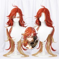 Anime Genshin Impact Mavuika Cosplay Wig Halloween Carnival Party Props Synthetic Hair Heat Resistant Fiber + Wig Cap