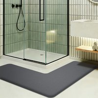 Simple flannel plush bathroom mat L-shaped shower room doormat stain-resistant and non-slip toilet mat