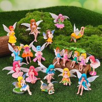 4PCS Miniature Fairy Figurines, Hand-Painted Small Flower Fairies with Wings for Garden Decor, Cake Topper & Landscapes
