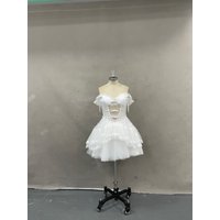 LORIE Short Wedding Dress A-Line Off Shoulder Bow Pearls Puff Ball Bridal Gowns Lace Princess Applique Bride Dress Customized