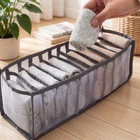 11-Compartment Collapsible Underwear Storage Box, Nylon Dormitory Organizer for Bra, Breathable Mesh Bag