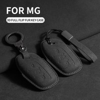 Car Key Case Cover For MG ZS HS 5 6 EZS Car Remote Keychain Protective Shell Auto Key Fob Suede Leather Anti-scratch Accessories