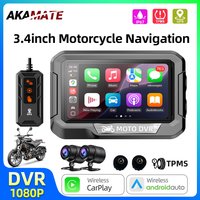 3.4Inch Motorcycle Navigation Monitor CarPlay Android Auto Bluetooth Waterproof Portable HD Digital Display Motor CPS Screen