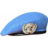 UN BLUE BERET United Nations Peacekeeping Force Cap Hat With UN Badge Cockade Souvenir