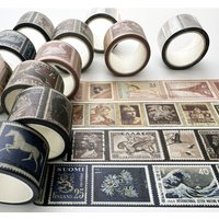 JIAMEI 30mm * 5m Retro Stamp Washi Tape Classical Decorative Material DIY Scrapbook Creative Journal Aesthetics Supplies
