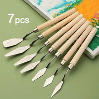 7Pcs/set Fondant Cake Spatula Cream Mixing Mini Knife Scraper Redwood Pole Art Crafts Oil Tools Painting Or Kitchen Accessories