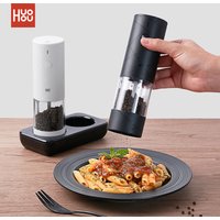 NEW Huohou Electric Grinder Pepper Seasonings Spices Grain Mill Salt Shaker LED Light 6 Modes Kitchen Cooking Tool 2pcs Set