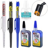 Black/Blue/white Ink 45mm Waterproof Deep Hole Marker Pens Long Nib Head Carpenter Pen for Multi-Purpose Woodworking Hand Tools