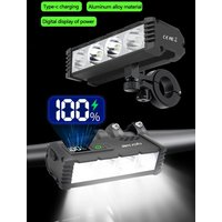 AliExpress cycle zone 4 LED Bicycle Headlight Flashlight Digital Display Bike Head Lamp Type-C Charging Front Light for Outdoor Night Cycling Safety