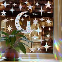DIY Window Glass Electrostatic Prisms Sticker Rainbow Maker Sun Catcher Wall Stickers Cat Bird Star Mushroom Moon Sun