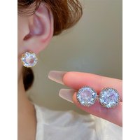 Luxury Zircon Women's Small Round Stud Earrings Luxury Gold Plated Wedding Jewelry Ladies Crystal Stone Earrings 2023