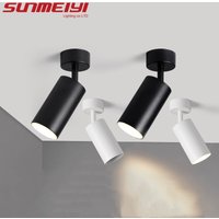 SUNMEIYI Montage en surface 360 ° Plafonniers LED noirs blancs rotatifs, ampoule GU10, plafonnier mural remplaçable